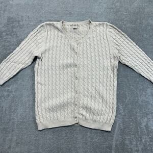 Vintage High Sierra‎ Button Up Cardigan Sweater Womens Medium Cable Knit Cotton